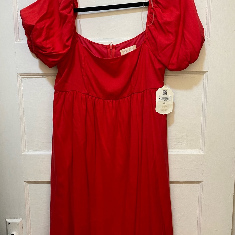 Red Puff Sleeve Dress